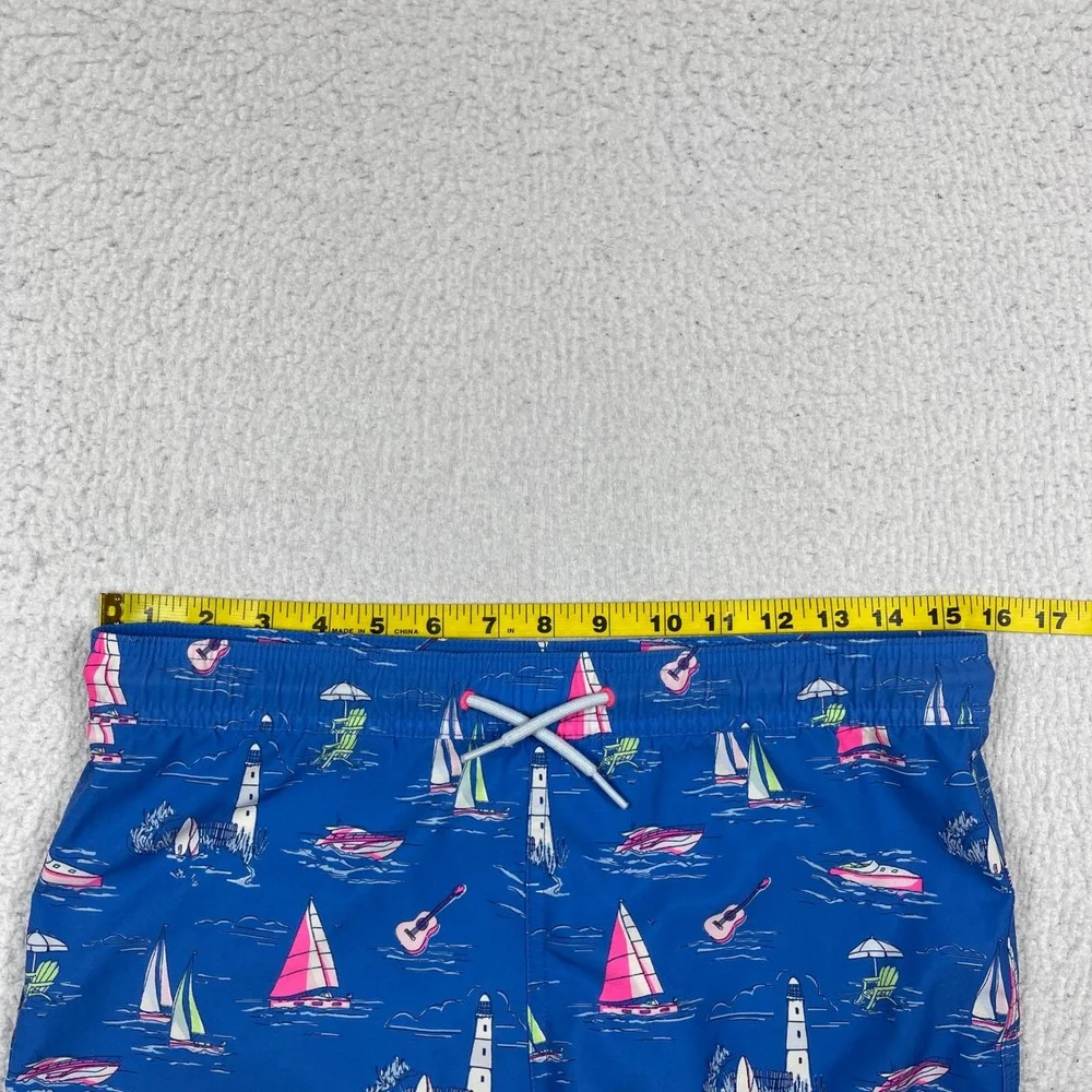 Vineyard Vines Swim Trunks Mens M Blue Nautical Sailboat Guitar Chappy Shorts